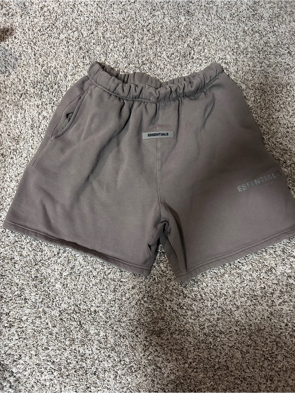 Essentials Neutral Taupe Logo Sweat Shorts